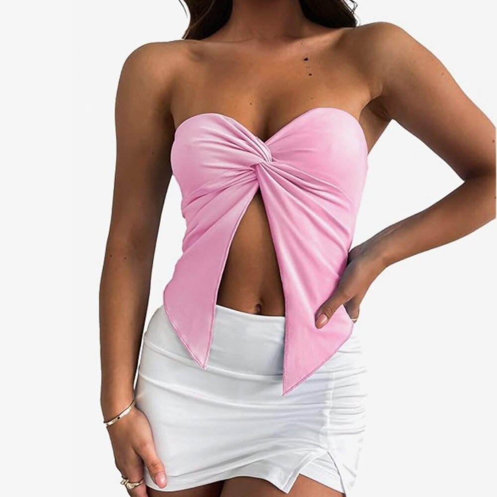 Pink Twist Front Tube Top
